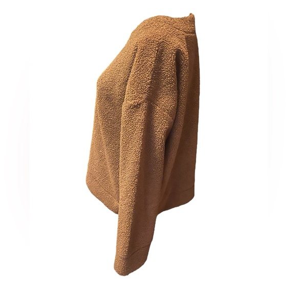 J.Crew Vintage Fleece brown teddy cropped crew neck sweater - Picture 2 of 6